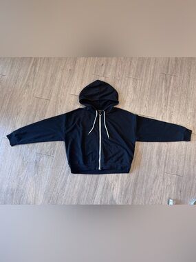 Forever 21+ Black Cotton Blend Zip Hoodie